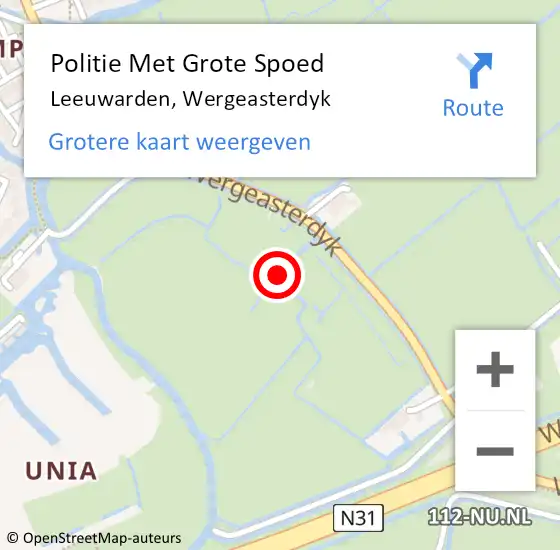 Locatie op kaart van de 112 melding: Politie Met Grote Spoed Naar Leeuwarden, Wergeasterdyk op 15 maart 2024 11:35
