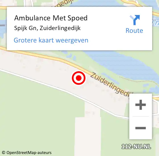 Locatie op kaart van de 112 melding: Ambulance Met Spoed Naar Spijk Gn, Zuiderlingedijk op 15 maart 2024 11:44
