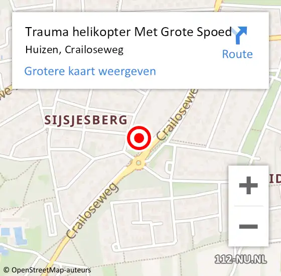 Locatie op kaart van de 112 melding: Trauma helikopter Met Grote Spoed Naar Huizen, Crailoseweg op 15 maart 2024 11:54
