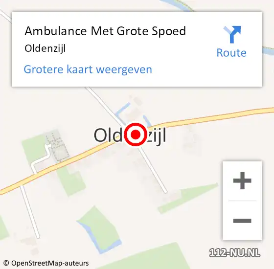 Locatie op kaart van de 112 melding: Ambulance Met Grote Spoed Naar Oldenzijl op 15 maart 2024 12:21