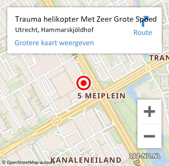 Locatie op kaart van de 112 melding: Trauma helikopter Met Zeer Grote Spoed Naar Utrecht, Hammarskjöldhof op 15 maart 2024 12:28