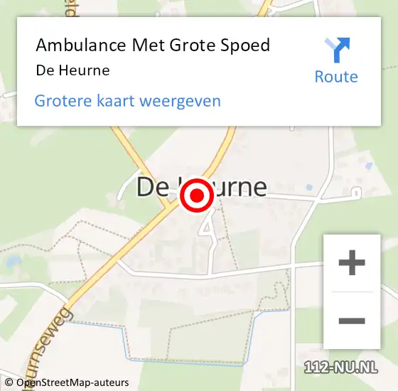 Locatie op kaart van de 112 melding: Ambulance Met Grote Spoed Naar De Heurne op 15 maart 2024 12:28