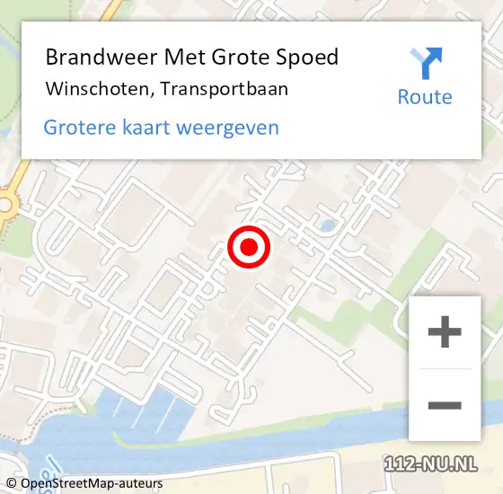 Locatie op kaart van de 112 melding: Brandweer Met Grote Spoed Naar Winschoten, Transportbaan op 15 maart 2024 12:36