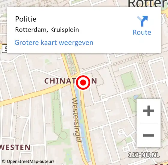 Locatie op kaart van de 112 melding: Politie Rotterdam, Kruisplein op 15 maart 2024 13:30