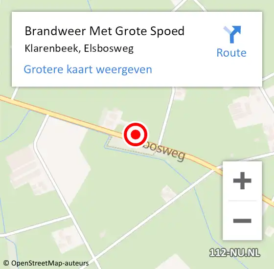 Locatie op kaart van de 112 melding: Brandweer Met Grote Spoed Naar Klarenbeek, Elsbosweg op 15 maart 2024 14:17