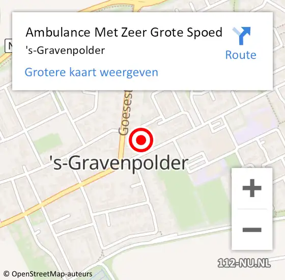 Locatie op kaart van de 112 melding: Ambulance Met Zeer Grote Spoed Naar 's-Gravenpolder op 15 maart 2024 15:17