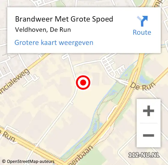 Locatie op kaart van de 112 melding: Brandweer Met Grote Spoed Naar Veldhoven, De Run op 15 maart 2024 15:33