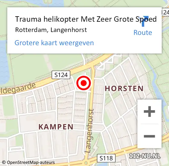 Locatie op kaart van de 112 melding: Trauma helikopter Met Zeer Grote Spoed Naar Rotterdam, Langenhorst op 15 maart 2024 15:46