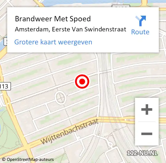 Locatie op kaart van de 112 melding: Brandweer Met Spoed Naar Amsterdam, Eerste Van Swindenstraat op 15 maart 2024 15:50