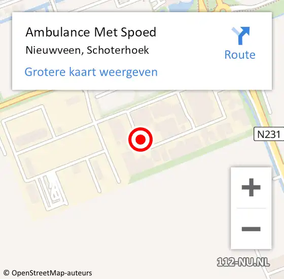 Locatie op kaart van de 112 melding: Ambulance Met Spoed Naar Nieuwveen, Schoterhoek op 15 maart 2024 15:53