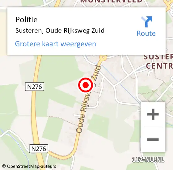 Locatie op kaart van de 112 melding: Politie Susteren, Oude Rijksweg Zuid op 15 maart 2024 16:23