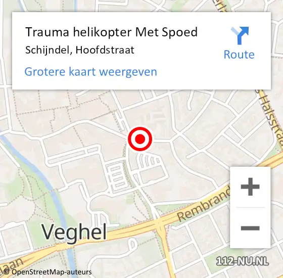 Locatie op kaart van de 112 melding: Trauma helikopter Met Spoed Naar Schijndel, Hoofdstraat op 15 maart 2024 16:53