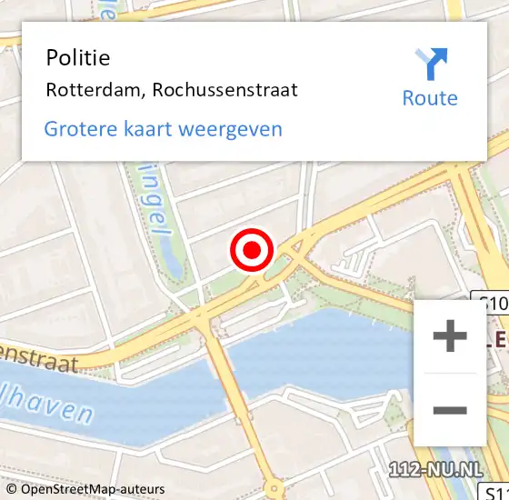 Locatie op kaart van de 112 melding: Politie Rotterdam, Rochussenstraat op 15 maart 2024 16:57