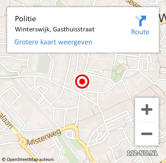 Locatie op kaart van de 112 melding: Politie Winterswijk, Gasthuisstraat op 15 maart 2024 17:30