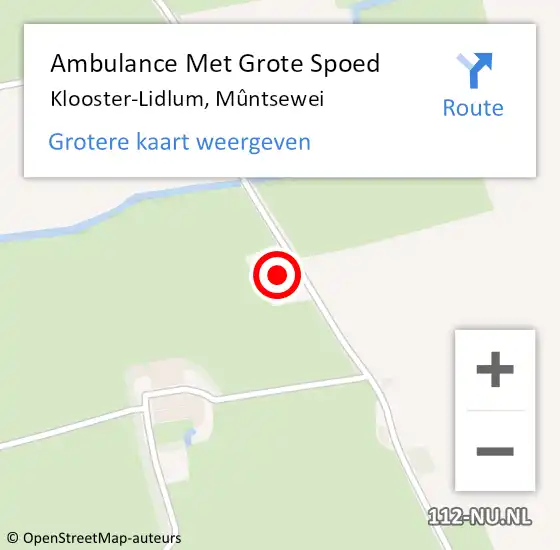 Locatie op kaart van de 112 melding: Ambulance Met Grote Spoed Naar Klooster-Lidlum, Mûntsewei op 15 maart 2024 17:34