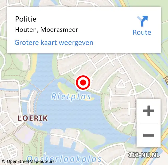 Locatie op kaart van de 112 melding: Politie Houten, Moerasmeer op 15 maart 2024 17:36