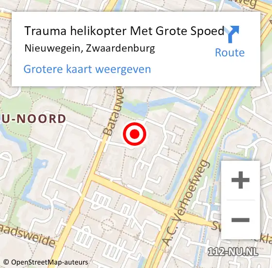 Locatie op kaart van de 112 melding: Trauma helikopter Met Grote Spoed Naar Nieuwegein, Zwaardenburg op 15 maart 2024 18:17