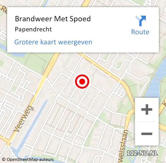 Locatie op kaart van de 112 melding: Brandweer Met Spoed Naar Papendrecht op 15 maart 2024 19:47