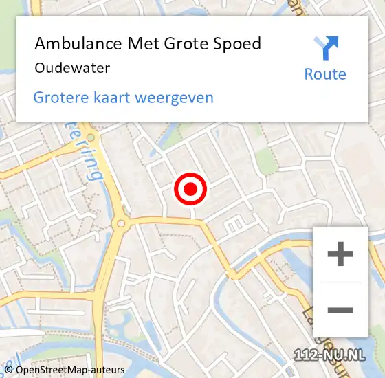Locatie op kaart van de 112 melding: Ambulance Met Grote Spoed Naar Oudewater op 15 maart 2024 19:51