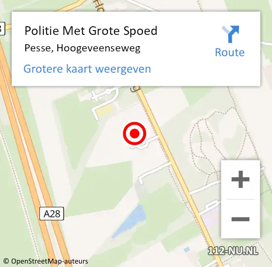 Locatie op kaart van de 112 melding: Politie Met Grote Spoed Naar Pesse, Hoogeveenseweg op 15 maart 2024 19:54