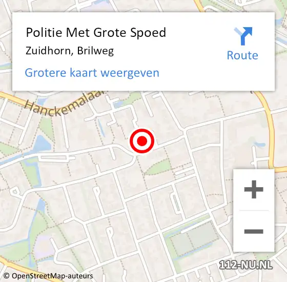 Locatie op kaart van de 112 melding: Politie Met Grote Spoed Naar Zuidhorn, Brilweg op 15 maart 2024 20:49
