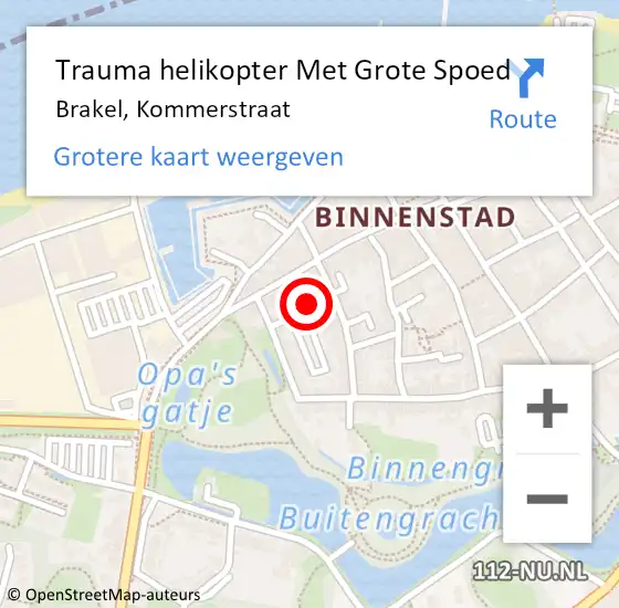 Locatie op kaart van de 112 melding: Trauma helikopter Met Grote Spoed Naar Brakel, Kommerstraat op 15 maart 2024 20:50