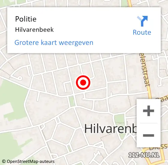 Locatie op kaart van de 112 melding: Politie Hilvarenbeek op 15 maart 2024 21:03