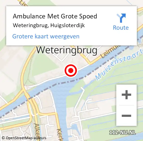 Locatie op kaart van de 112 melding: Ambulance Met Grote Spoed Naar Weteringbrug, Huigsloterdijk op 15 maart 2024 21:12