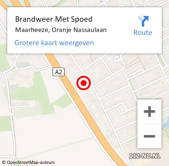 Locatie op kaart van de 112 melding: Brandweer Met Spoed Naar Maarheeze, Oranje Nassaulaan op 15 maart 2024 21:25