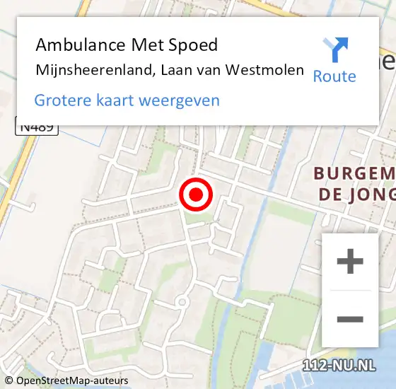 Locatie op kaart van de 112 melding: Ambulance Met Spoed Naar Mijnsheerenland, Laan van Westmolen op 16 maart 2024 00:00