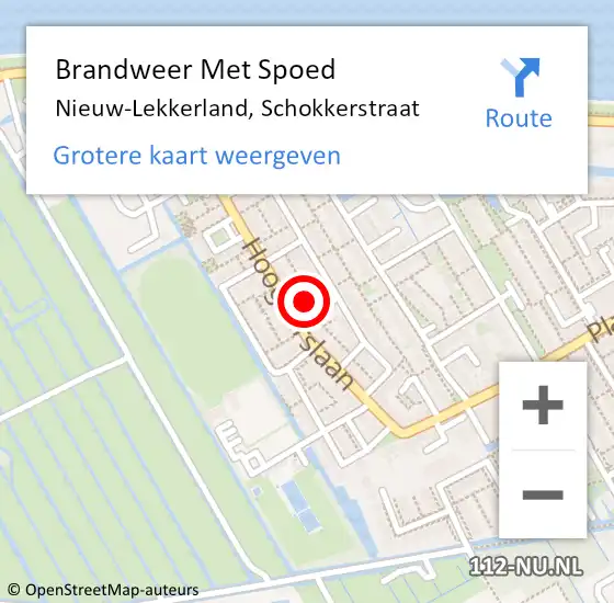 Locatie op kaart van de 112 melding: Brandweer Met Spoed Naar Nieuw-Lekkerland, Schokkerstraat op 16 maart 2024 00:35