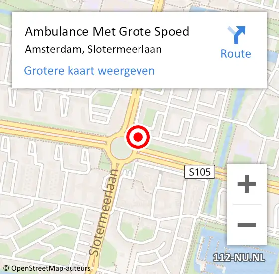 Locatie op kaart van de 112 melding: Ambulance Met Grote Spoed Naar Amsterdam, Slotermeerlaan op 16 maart 2024 01:32