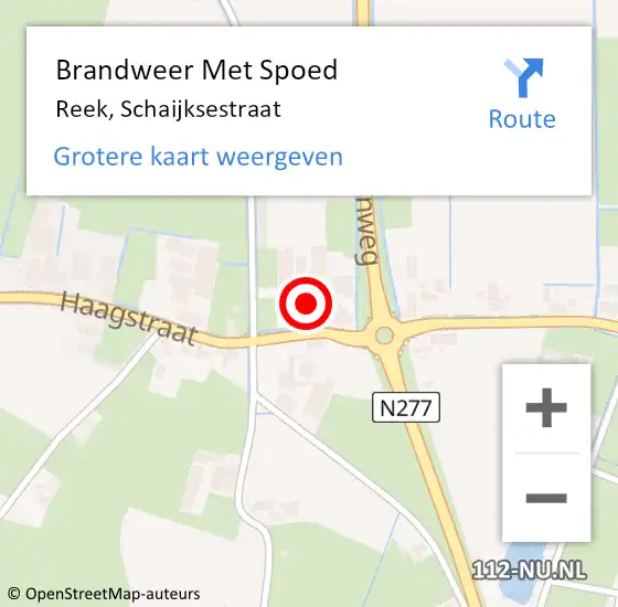 Locatie op kaart van de 112 melding: Brandweer Met Spoed Naar Reek, Schaijksestraat op 16 maart 2024 01:41