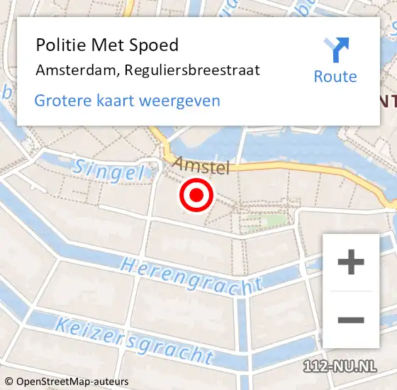 Locatie op kaart van de 112 melding: Politie Met Spoed Naar Amsterdam, Reguliersbreestraat op 16 maart 2024 02:46