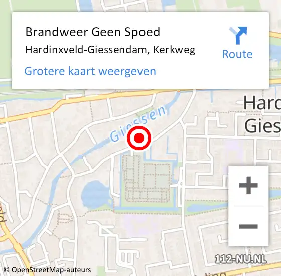 Locatie op kaart van de 112 melding: Brandweer Geen Spoed Naar Hardinxveld-Giessendam, Kerkweg op 16 maart 2024 03:10