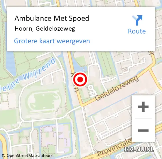 Locatie op kaart van de 112 melding: Ambulance Met Spoed Naar Hoorn, Geldelozeweg op 16 maart 2024 05:48
