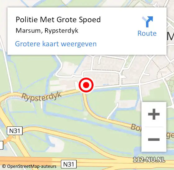 Locatie op kaart van de 112 melding: Politie Met Grote Spoed Naar Marsum, Rypsterdyk op 16 maart 2024 07:23