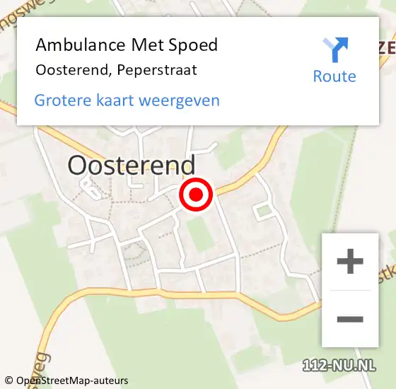 Locatie op kaart van de 112 melding: Ambulance Met Spoed Naar Oosterend, Peperstraat op 16 maart 2024 07:30