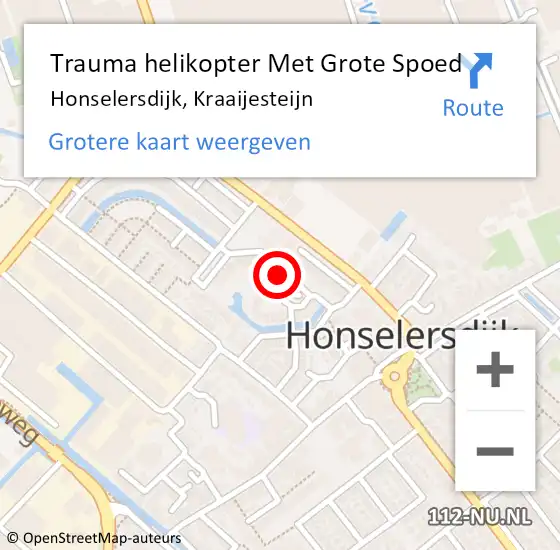 Locatie op kaart van de 112 melding: Trauma helikopter Met Grote Spoed Naar Honselersdijk, Kraaijesteijn op 16 maart 2024 07:37