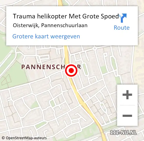 Locatie op kaart van de 112 melding: Trauma helikopter Met Grote Spoed Naar Oisterwijk, Pannenschuurlaan op 16 maart 2024 09:57
