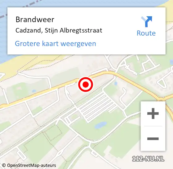 Locatie op kaart van de 112 melding: Brandweer Cadzand, Stijn Albregtsstraat op 16 maart 2024 10:01
