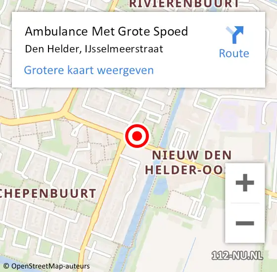 Locatie op kaart van de 112 melding: Ambulance Met Grote Spoed Naar Den Helder, IJsselmeerstraat op 16 maart 2024 10:04