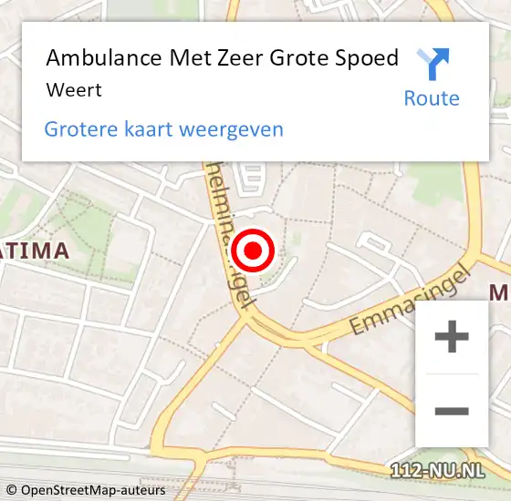 Locatie op kaart van de 112 melding: Ambulance Met Zeer Grote Spoed Naar Weert op 16 maart 2024 10:11