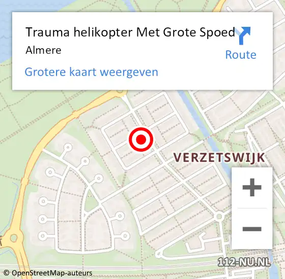 Locatie op kaart van de 112 melding: Trauma helikopter Met Grote Spoed Naar Almere op 16 maart 2024 10:33