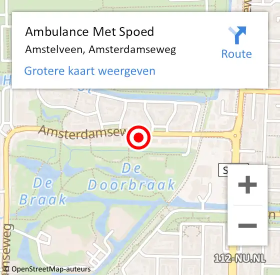 Locatie op kaart van de 112 melding: Ambulance Met Spoed Naar Amstelveen, Amsterdamseweg op 16 maart 2024 10:38