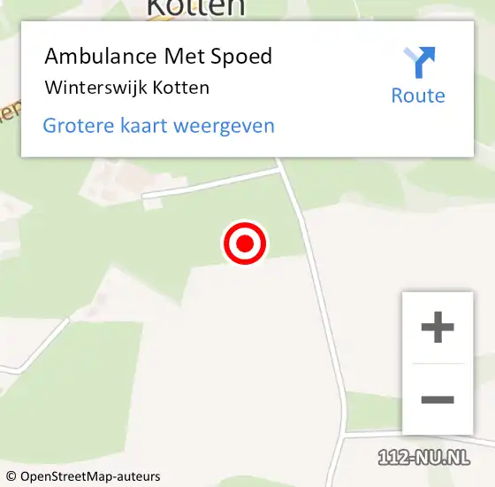 Locatie op kaart van de 112 melding: Ambulance Met Spoed Naar Winterswijk Kotten op 16 maart 2024 10:44