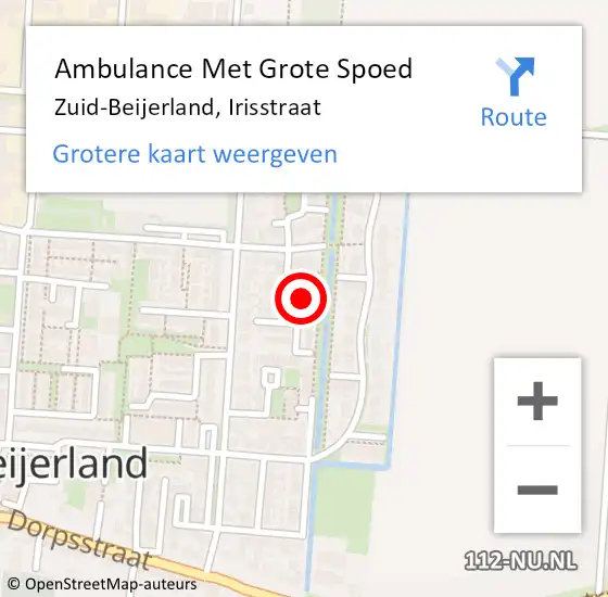 Locatie op kaart van de 112 melding: Ambulance Met Grote Spoed Naar Zuid-Beijerland, Irisstraat op 16 maart 2024 10:52