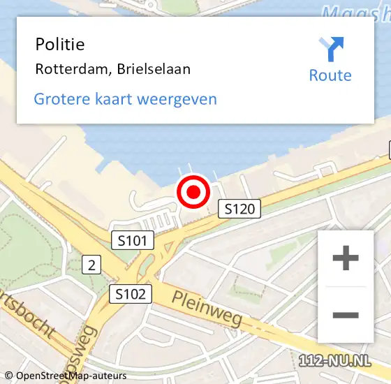 Locatie op kaart van de 112 melding: Politie Rotterdam, Brielselaan op 16 maart 2024 11:33