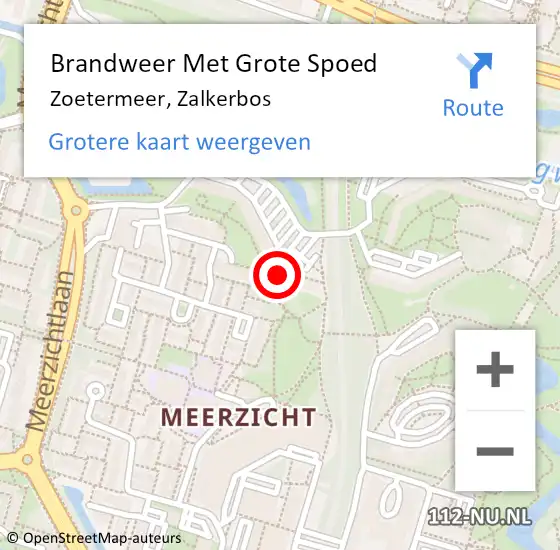 Locatie op kaart van de 112 melding: Brandweer Met Grote Spoed Naar Zoetermeer, Zalkerbos op 16 maart 2024 11:59