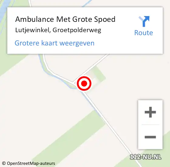 Locatie op kaart van de 112 melding: Ambulance Met Grote Spoed Naar Lutjewinkel, Groetpolderweg op 16 maart 2024 12:23